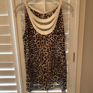 41 Hawthorn Leopard Print Morie Mesh Detail Blouse